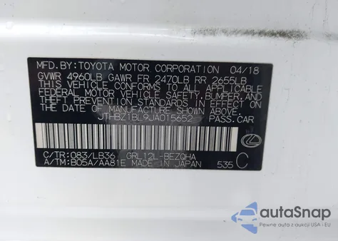 2018 Lexus Gs 350 F Sport z USA, uszkodzony, nr VIN JTHBZ1BL9JA015652